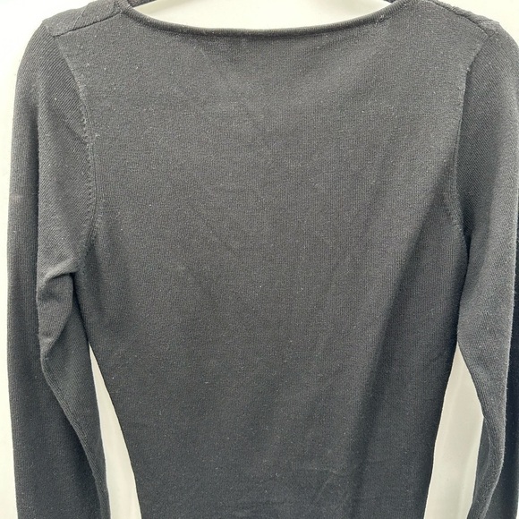 LAFAYETTE 148 M wool blend woman classic career ribbed V-neck long sleeve top - Picture 10 of 11